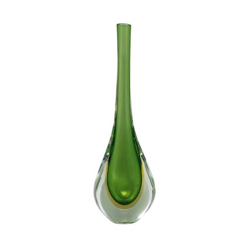1960s Gorgeous Green and Yellow Vase By Flavio Poli