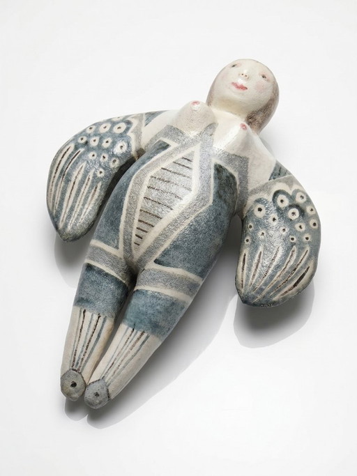 Vintage gestileerde keramische wandsculptuur van een zeemeermin