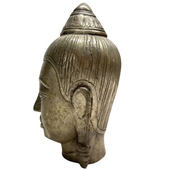 Tête de Bouddha Thaïlandaise Vintage en Bronze - Buste Style Sukhothai - 19 cm – Sculptures, Brass (photo 7 of 10)