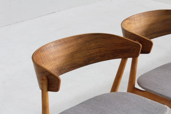 Image 1 of Vintage Deense eetkamerstoelen model 7 Helge Sibast set van 4
