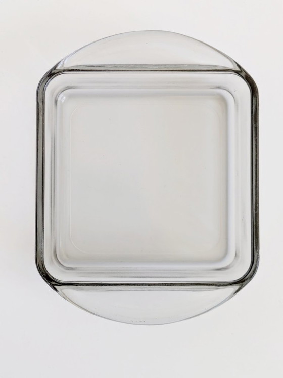 Image 1 of Danish Teak Serving Set, 3 Smoked Glass Bowls Original Spoon and Fork, Midcentury Kabaret Tray