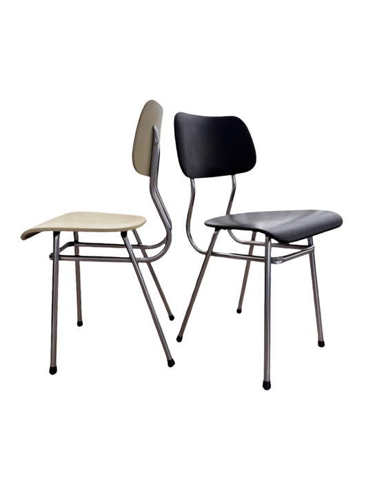Image 1 of Sedie vintage Brabantia con struttura tubolare (4 pezzi) – Rivestimento in pelle Skai