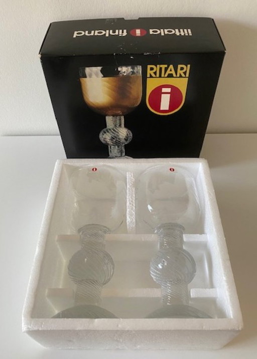 iittala Timo Sarpaneva 2 magnificent goblets Ritari 1979