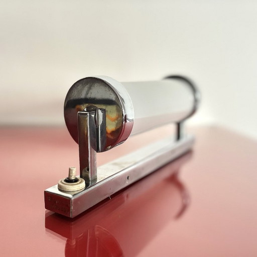 Functionalist wall lamp, glass tube shadow, Czechoslovakia, 1950s