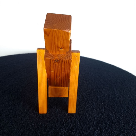 Figura geometrica minimalista vintage in legno di pino, Sculture, Marrone (foto 12 di 14)