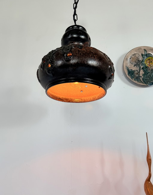 Lámpara colgante vintage de cerámica con efecto lava, Richard Essig '60 – hanglampen, Ceramic, Metal (photo 2 of 12)
