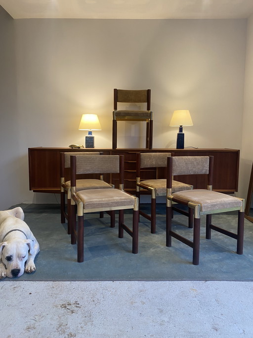 Chaise Acajou Et Laiton Pierre Jolliet 1970