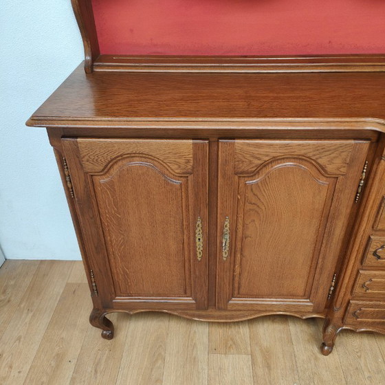 Image 1 of Vintage Louis XV dressoir wandkast buffetkast keukenkast met bordenrek 