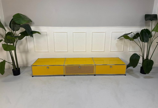 USM Haller Designer Regal Gelb Sideborad Lowboard TV Metall