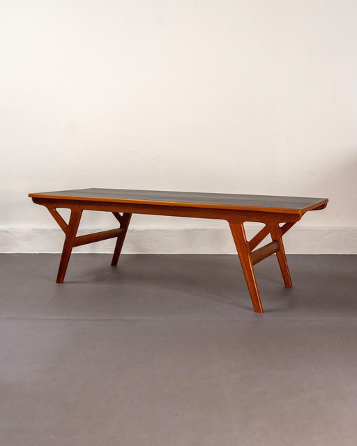 Mid Century Teak and Black Coffee Table, Made in Denmark