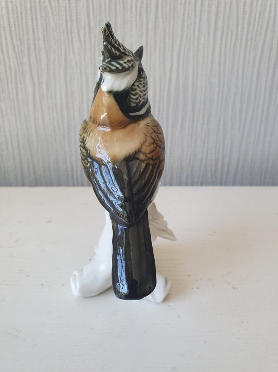 Image 1 of Uccellino in porcellana di Karl Ens – cincia dal ciuffo – dipinto a mano