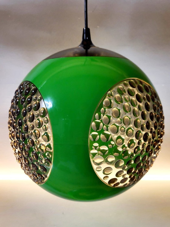 Image 1 of Space age hanglamp, Bug eye, Massive, groen, België, jaren 1970