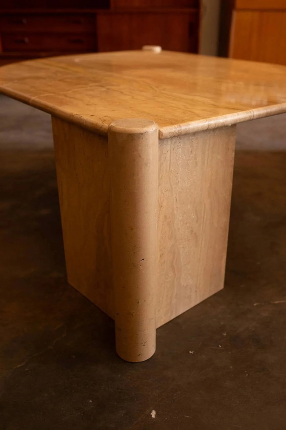 Vintage Italian coffee table in travertine - 1980s (photo 5 of 11)