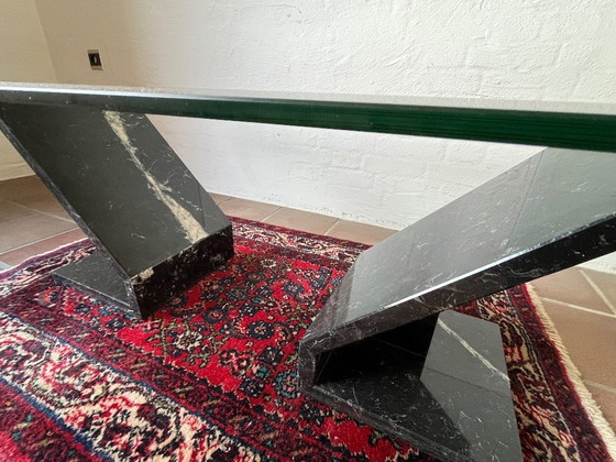 Image 1 of Design Icon: Cattelan Italia Coffee Table – Travertine & Crystal Glass