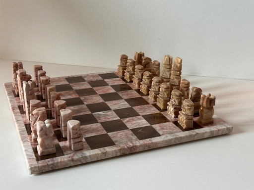 Complete vintage marble chess set