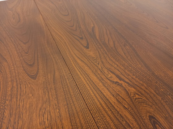 Image 1 of 60s-70s vintage Baumann elm wood oval dining table with extensions