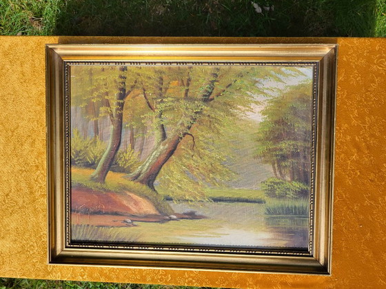 Dipinto a olio vintage di paesaggio forestale su tela – Dipinti e disegni (photo 4 of 10)