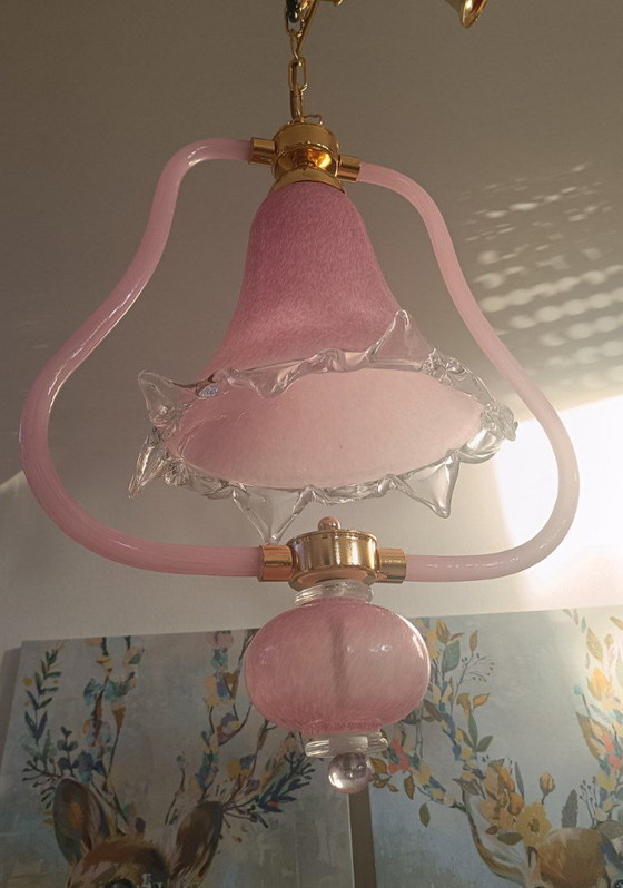 Image 1 of Murano Lampadario Colore Rosa-Seta Arte Veneziana Collezione Lulù Sylcom (Fuori Produzione) Nuovo
