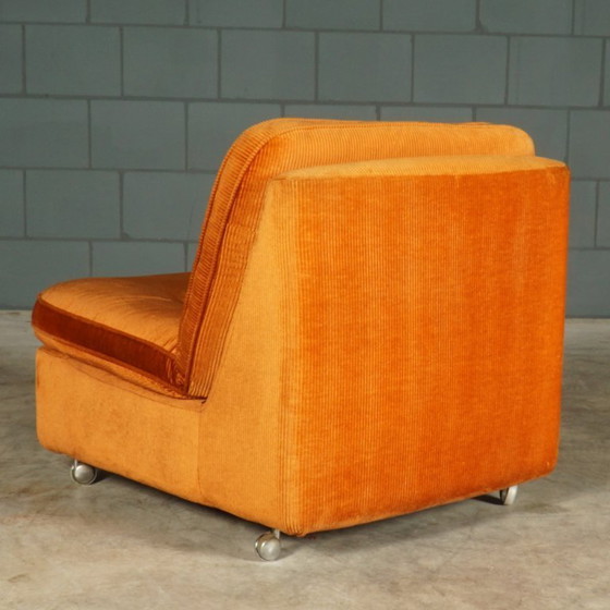 Image 1 of Gruppo di sedute modulari di metà secolo - velour arancione - anni '70
