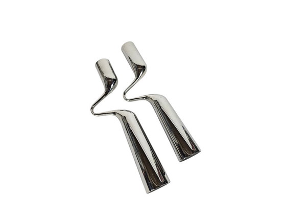 Image 1 of Menu Denmark - Mikaela Dorfel - 'Twist' candlesticks (2) - chromed steel - 2008