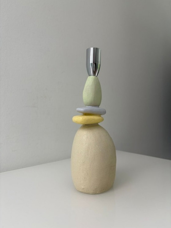 Portacandele scultoreo – Forma organica – Colori pastello – 23 cm – Plastic (photo 6 of 9)