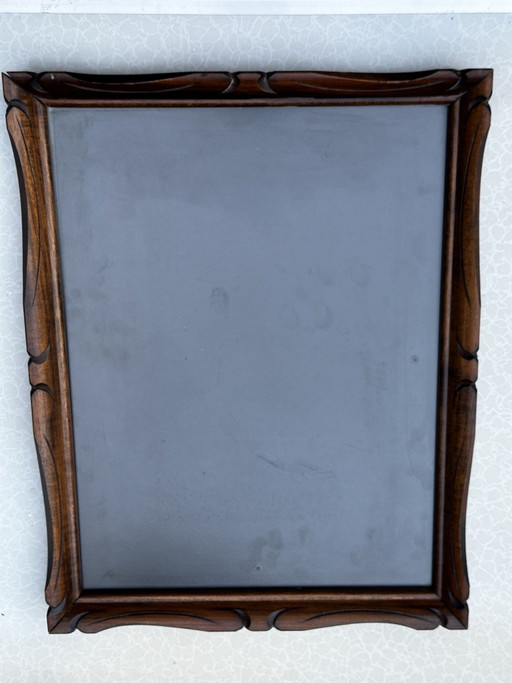 Cadre photo vintage Mid-Century en bois sculpté – 30 × 40 cm – lijsten, Wood, Glass