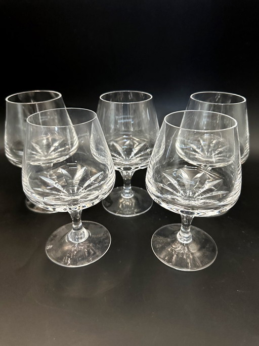 5 x Spiegelau Cognac-/Sherrygläser, Kristall, 1960er Jahre