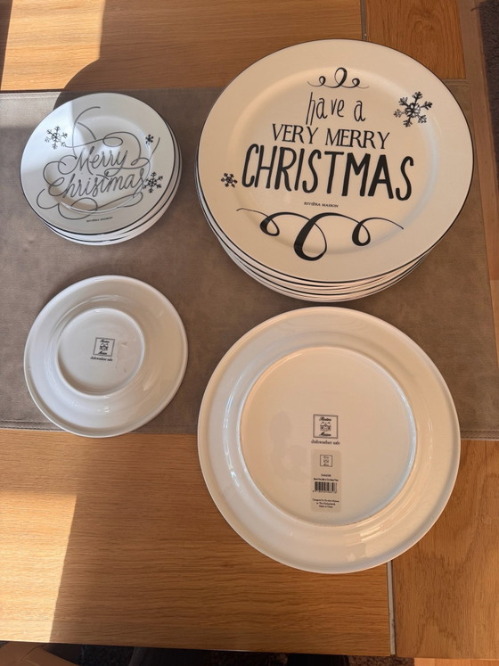 New, white with black text, Rivièra Maison Christmas Crockery, Porcelain (photo 4 of 7)