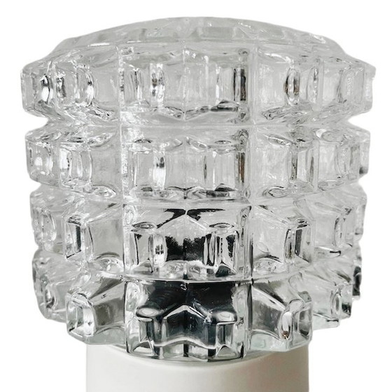 Image 1 of Lampada da soffitto vintage di metà secolo, lampada da soffitto in vetro trasparente, anni '50