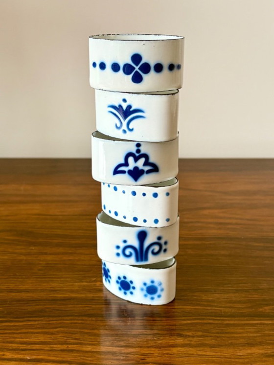 Image 1 of Vintage Delft blue enameled Heder napkin rings IKEA