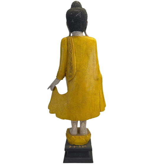 Buddha in Piedi Stile Mandalay con Finitura Craquelé (87,5 cm) del 1969 – Sculture, Wood, Mid Century Modern (photo 5 of 11)