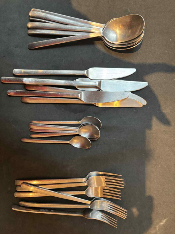 Image 1 of Ensemble de couverts vintage en acier inoxydable Ikea Data : couverts modernistes, 24 pièces