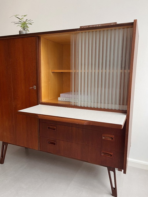 Credenza alta vintage in teak, anni '60