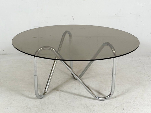 Französischer Stahlrohr Coffee Table/Couchtisch, der 1970er Jahre
