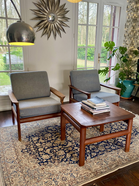 Image 1 of Ensemble de salon scandinave en teck massif – Komfort, Danemark, années 1960