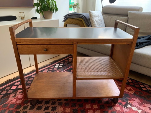 Mid-Century Modern Lane USA Bar Cart en noyer - 1960s Original