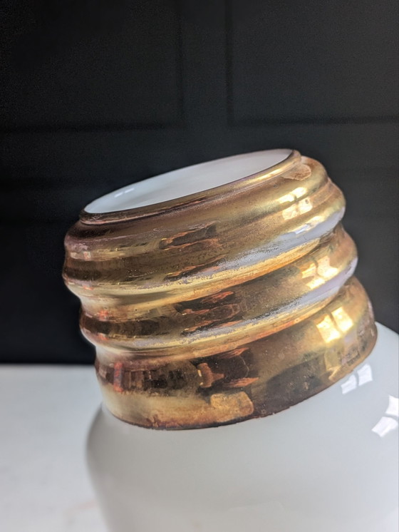 Vintage Pendant lamp Giant Bulb dlg by Ingo Maurer. Opaline, Glass, Brass, Gold (photo 2 of 15)