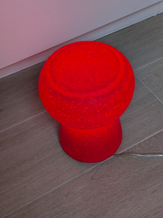 Image 1 of Vintage Francolight 'Petit' Mushroom Lamp - Italian Design - Space Age - 1970s - Red Plastic