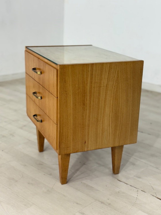 Image 1 of Nachtkastje, ladekast, bijzettafel in mid-century modern stijl, vintage