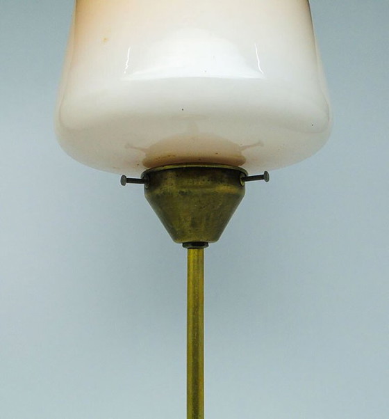 Mid-Century Pendant Lamp in Brass and Glass, 1950s (photo 6 of 7)