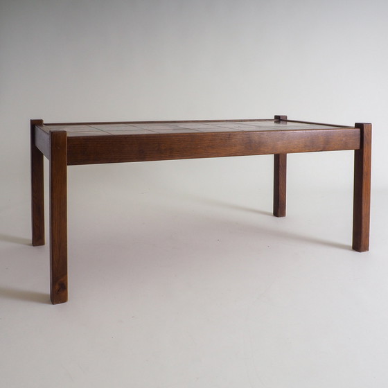 Image 1 of Mid Century Houten Salontafel Met Keramische Tegels Top