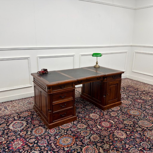 Scrivania Inglese Classica Partnerdesk Pelle Nera