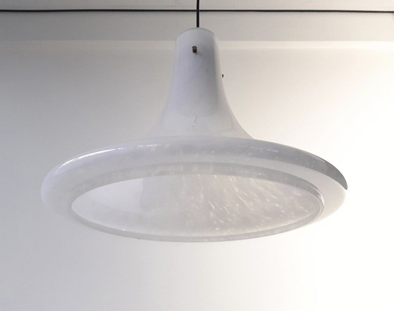 Image 1 of Glashütte Limburg glazen hanglamp model L4234, mondgeblazen streaky hanglamp XXL, jaren 70 glazen lamp