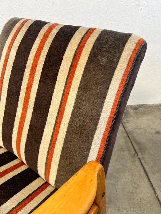 Image 1 of Vintage Fauteuil, Duitsland 1970's, Gestreepte Bekleding