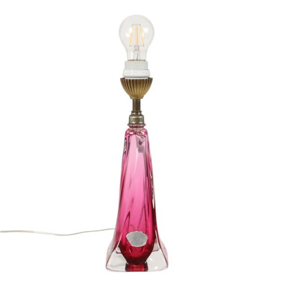 Purple Pink Crystal Table Lamp Val Saint Lambert Sixties – Glass (photo 12 of 13)