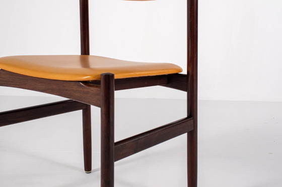 Image 1 of Set of 6 Danish Mid-Century Rosewood Dining Chairs with Yellow Skai, 1960s