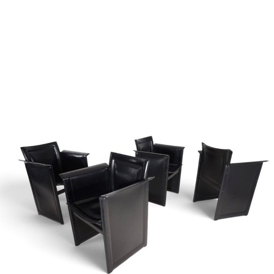 Chaises de salle à manger Arrben Solaria en cuir, lot de 4 par Tito Agnoli, 1970 – Leather (photo 8 of 19)