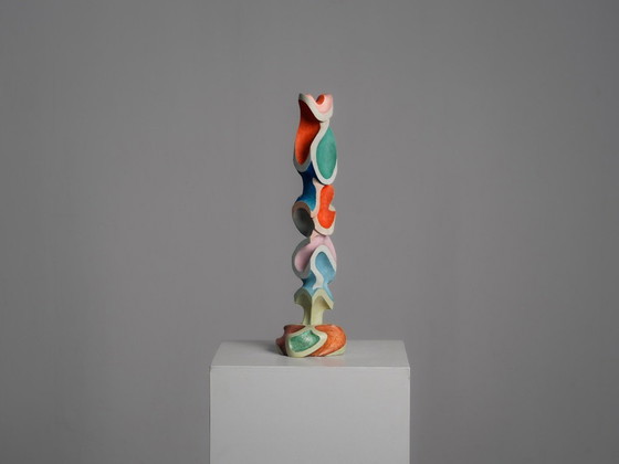 Sculptures Abstraite Polychrome en Bois, Attribuée à Ivan Stoyanov, Bulgarie, 1981 (photo 3 of 10)
