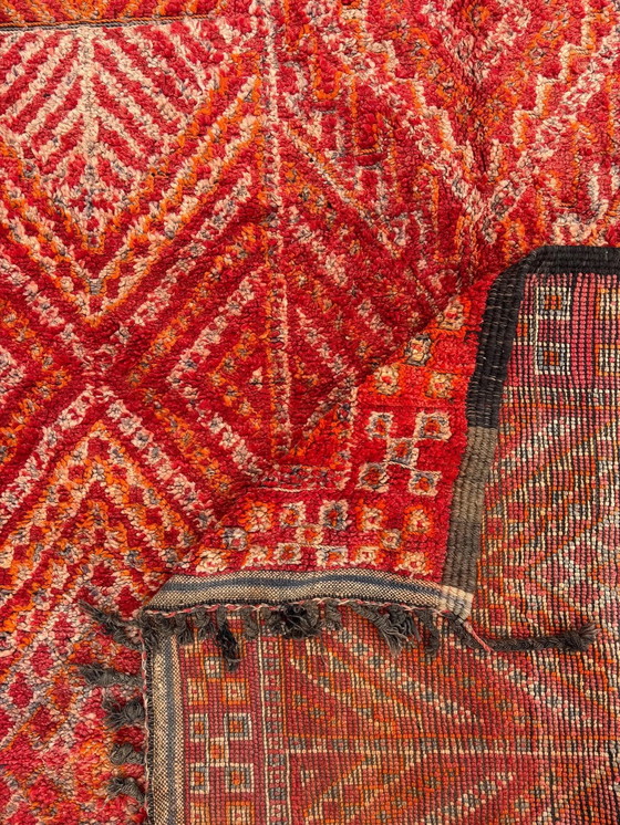 Image 1 of Vintage Red Moroccan Berber Rug 210x370 cm – Handwoven Boujad Carpet | Bohemian Tribal Area Rug | Moroccan Boujad Wool Rug