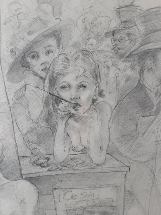 2x Moderne Etsen Ingelijst In De Stijl Van Toulouse-Lautrec Parijse-Belle Epoque En Art Nouveau – Kunst, Glass (photo 6 of 9)